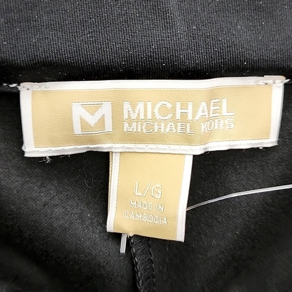 NWT Michael Kors Women's Black Faux Leather Stretch Cropped Pants Size L - Picture 10 of 15